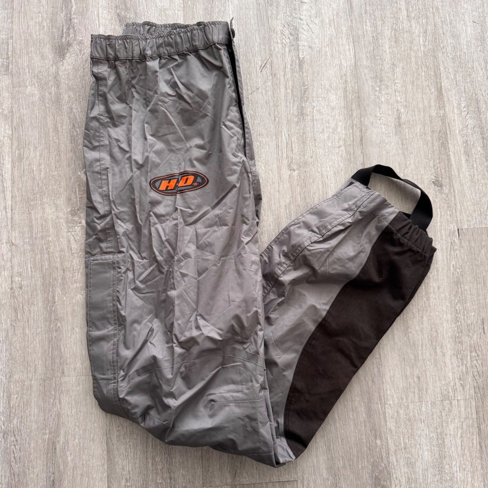 Harley Davidson H-D Waterproof Rain Pants Gray Black Motorcycle Overpants Mens